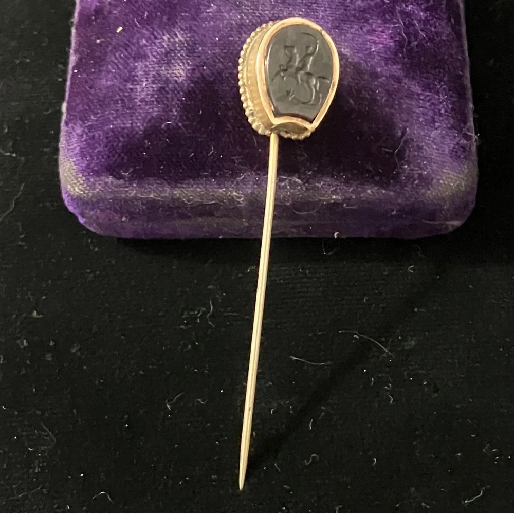 Antique Stick / Tie Pin with Roman Soldier on Horseback Intaglio